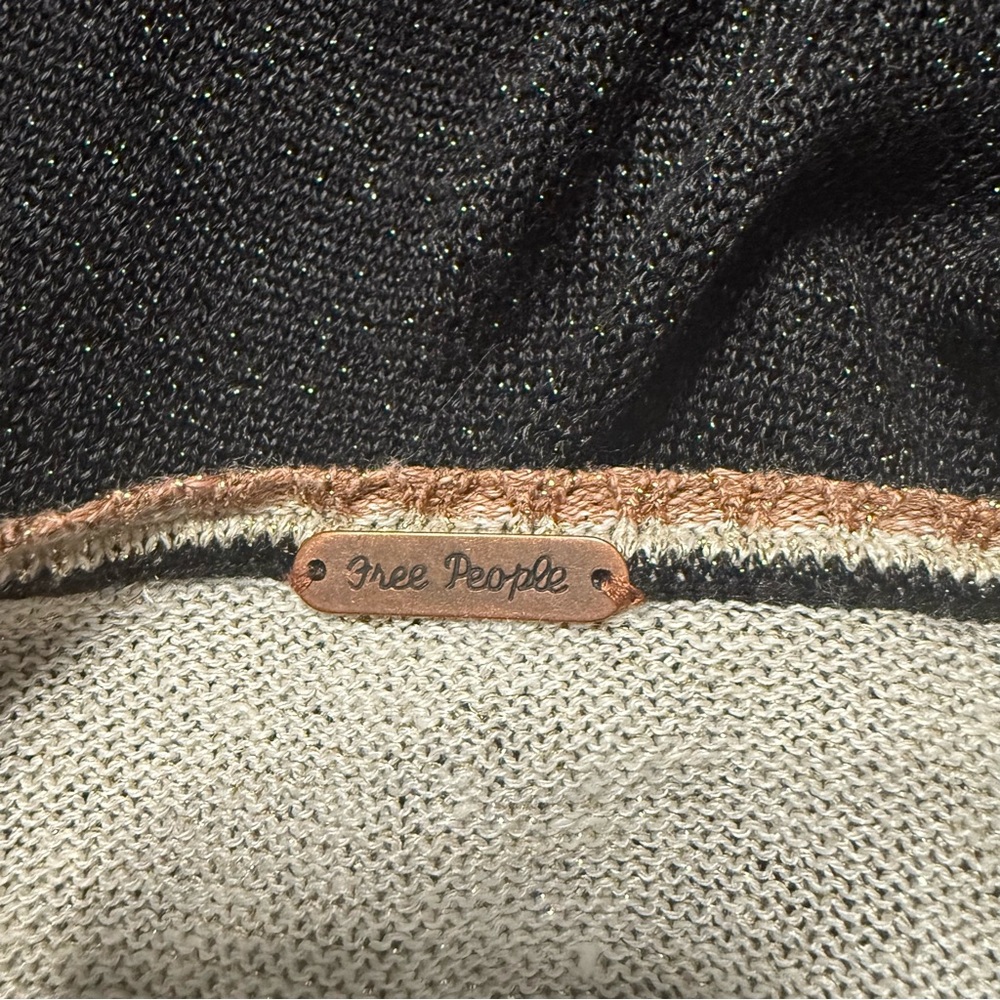Free People Gold Dust Colorblock Linen Blend Sweater size S - Picture 6 of 9